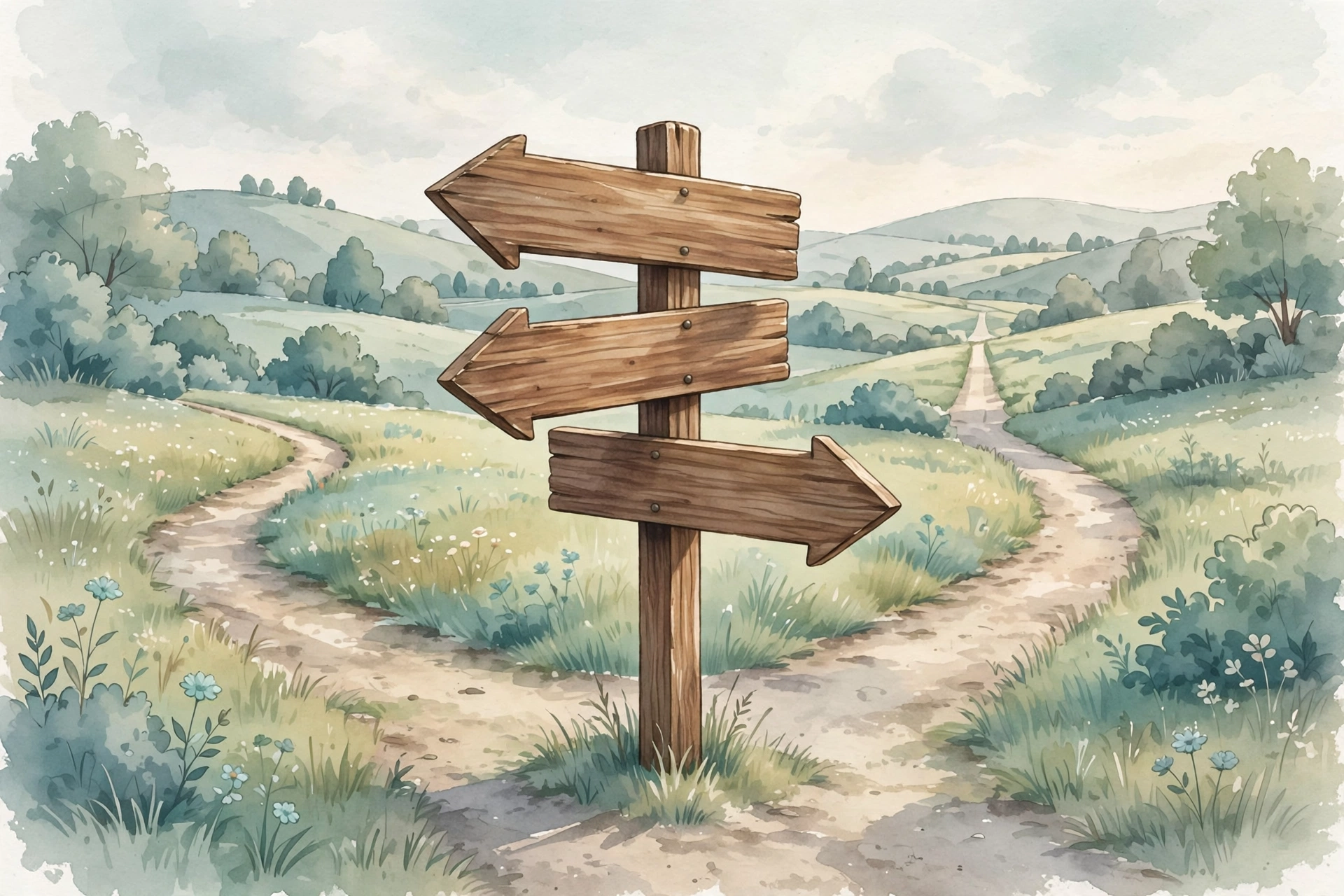 Signpost with three directional arrows — a wayfinding illustration for the three meanings of ICRA