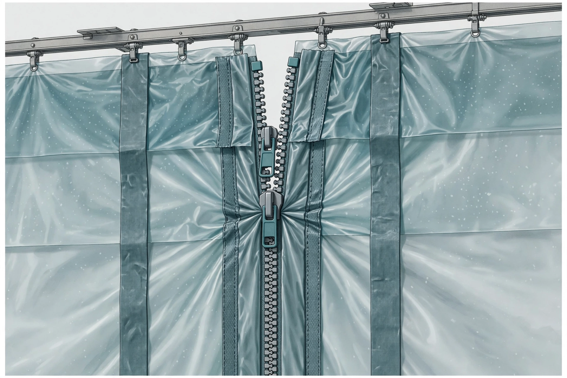 Fire-retardant 6-mil polyethylene sheeting barrier with sealed zipper door in hospital construction