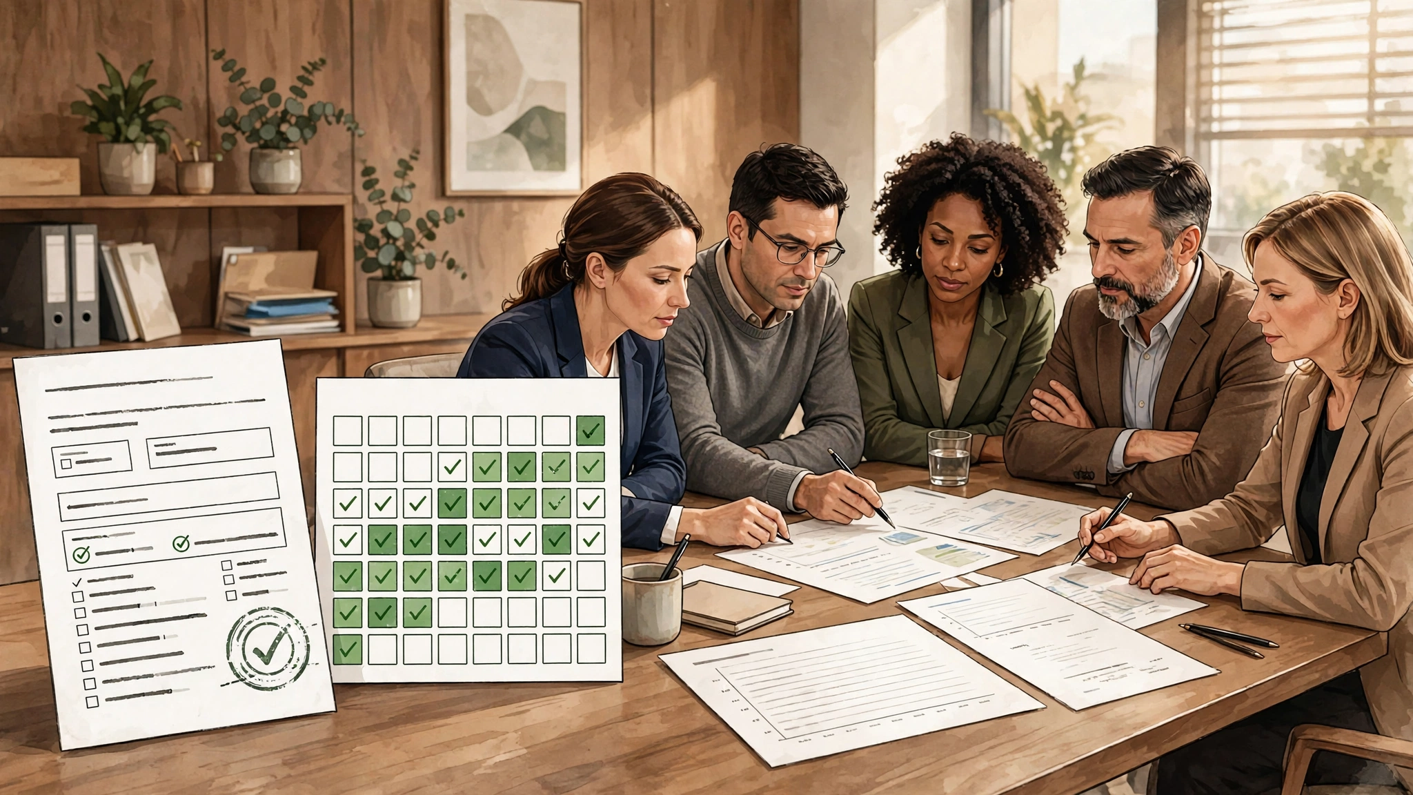 Corrective action report with 60-day calendar as a leadership team reviews survey findings